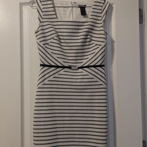 Elegant Striped Black and White Dress